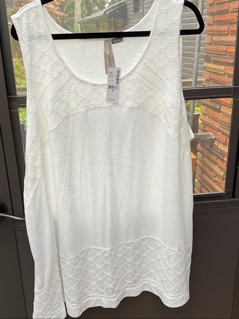 Penningtons White Lace-Panel Tank Top